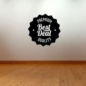 Black rosette vinyl wall decal with “Premium Best Deal Quality” text