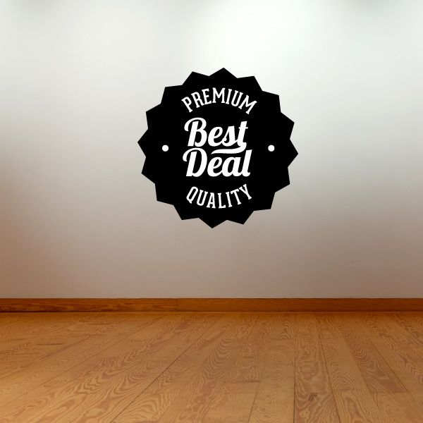 Black rosette vinyl wall decal with “Premium Best Deal Quality” text