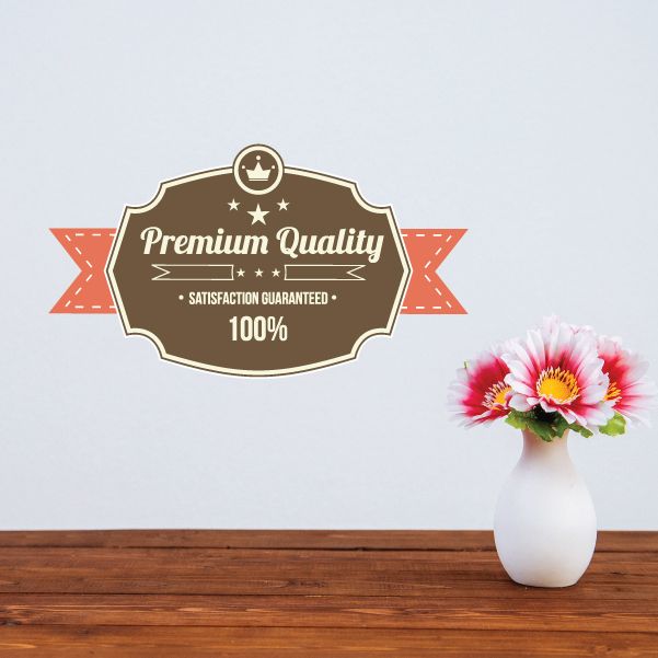 Image of Premium Quality Satisfaction Guaranteed 100% Retail Discount Sign Wall Decal - Vinyl Decal - Car Decal - Idcolor030