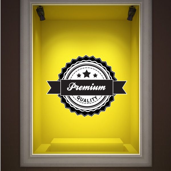 Premium Quality vinyl wall decal badge with ribbon and seal design