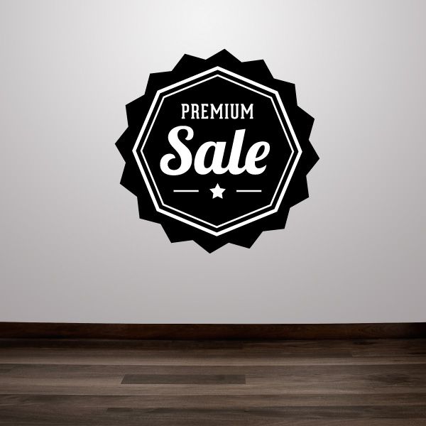 Vinyl sale badge wall decal: black octagon with “Premium Sale” in white