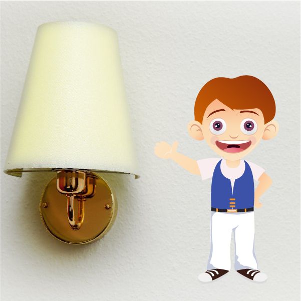 Preppy boy sticker, cartoon character with red hair, blue top, white pants, smile