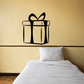 Gift box wall decal with ribbon bow, black and white line art