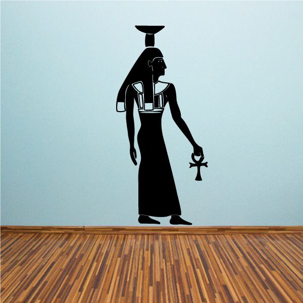 Image of Priest Carrying Ankh Egyptian Wall Decal - Vinyl Decal - Car Decal - MC74