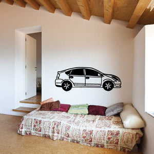 Prius side view car decal with black outline and front-to-back profile