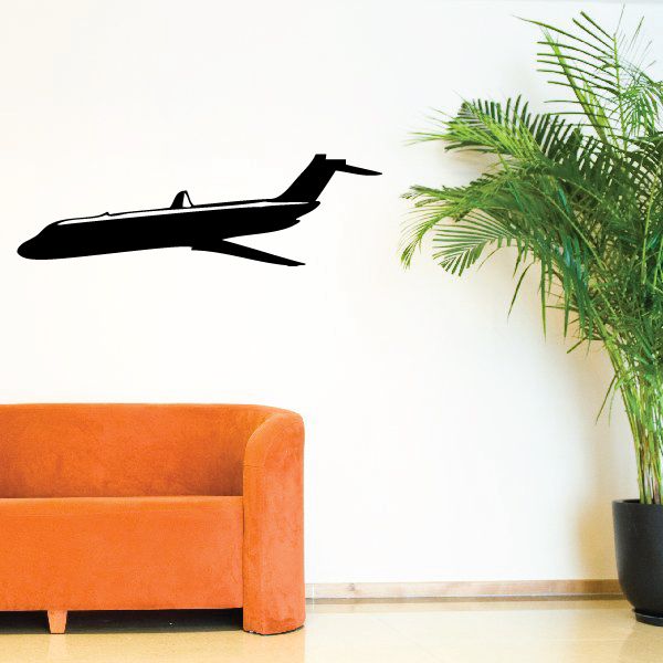 Black airplane silhouette decal
