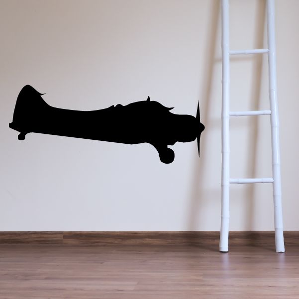 Fighter plane decal with black aircraft silhouette