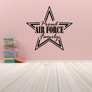 Black star outline wall decal with Proud Air Force Family lettering