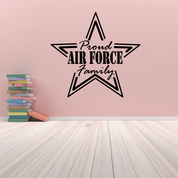 Black star outline wall decal with Proud Air Force Family lettering
