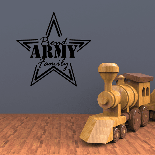 Star outline wall decal with Proud Army Family lettering