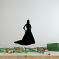 Bride silhouette decal in black, hands on hips with flowing skirt