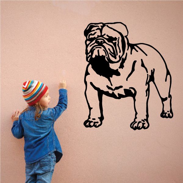 Proud bulldog outline decal in black