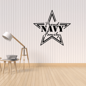 Navy family star outline wall decal with Proud NAVY lettering and Family text