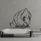 Black outline psittacosaurus decal showing a crouching dinosaur with curled tail