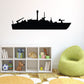 Motor patrol boat decal with black silhouette