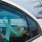 PTSD awareness ribbon vinyl sticker: teal ribbon with PTSD Awareness text
