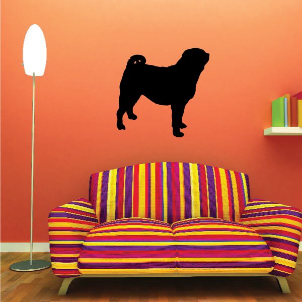 Black pug silhouette decal