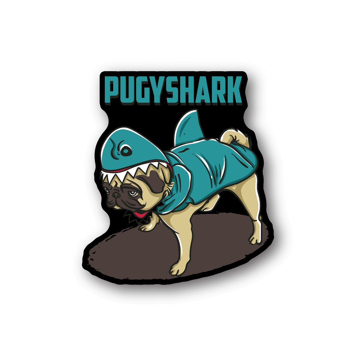 Image of Pug Shark Sticker