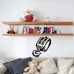 Pulley hook wall decal with black line-art pulley and hook