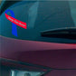 Awareness ribbon vinyl sticker with blue ribbon and red text banner