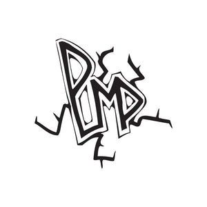 Pump graffiti decal with bold black typographic lettering design
