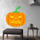 Pumpkin jack-o-lantern brooding wall sticker with orange face and green stem