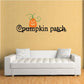 Pumpkin patch jack-o-lantern decal: orange pumpkin face with green vine and black 'Pumpkin patch' text