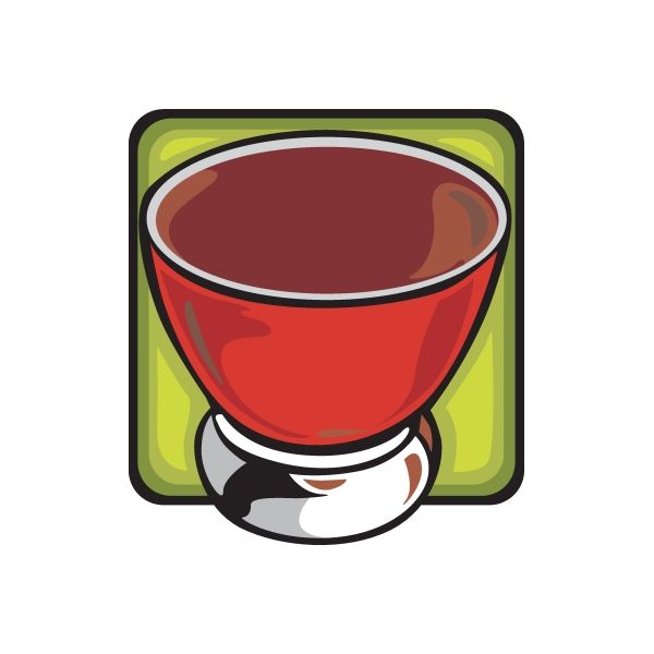 Punch bowl sticker showing a red punch bowl with red drink and black outline