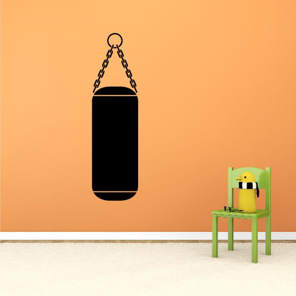 Punching bag decal: black hanging bag with chain loop top