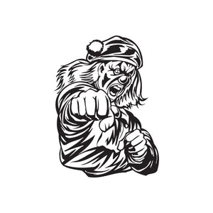Clown golf hat graphic of a punching character, black-and-white outline