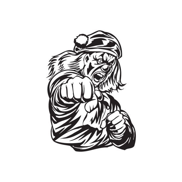 Clown golf hat graphic of a punching character, black-and-white outline