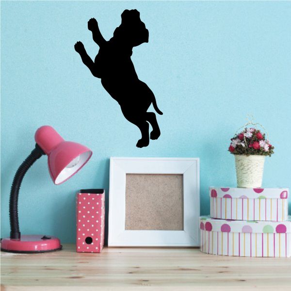 Puppy dog wants food wall decal, black puppy silhouette with raised paws