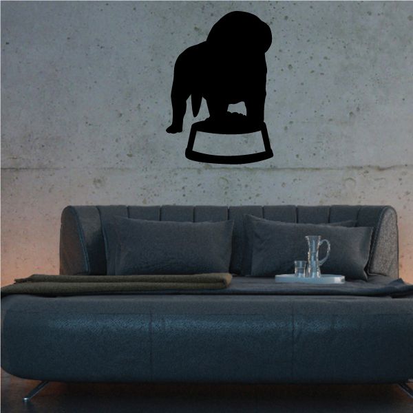Black puppy with food bowl decal silhouette