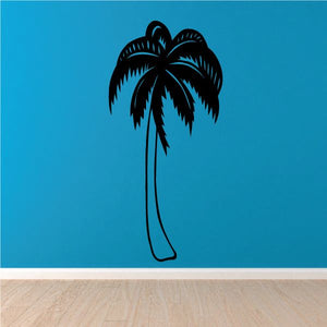 Palm tree wall decal, black vinyl silhouette with long trunk
