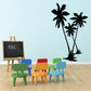 Palm tree wall decal, three black queen palm silhouettes on smooth vinyl