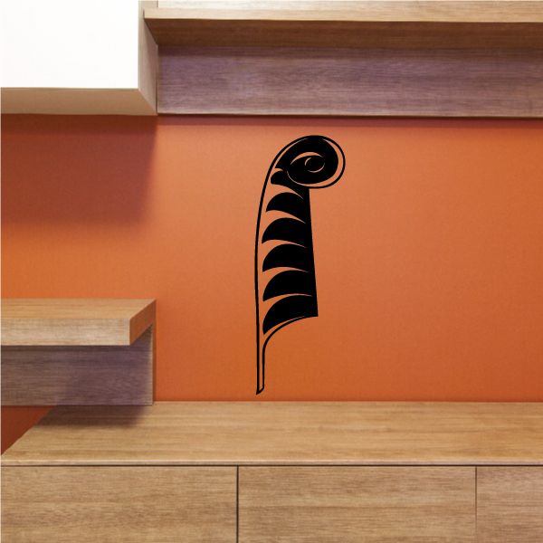 Black quill feather vinyl decal with curved tip and ripples