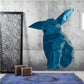 Blue origami rabbit sticker with faceted geometric design
