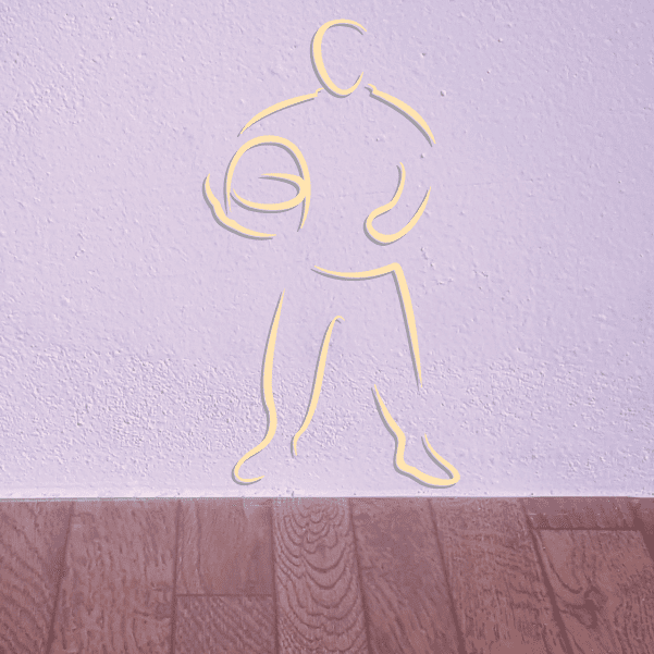 Race car driver line drawing sticker, standing figure in yellow line outline