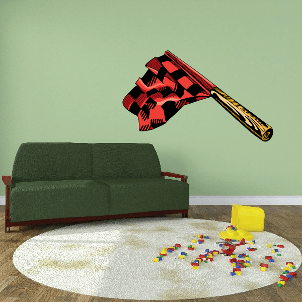 Image of Red and Black Checkered Flag Sticker 