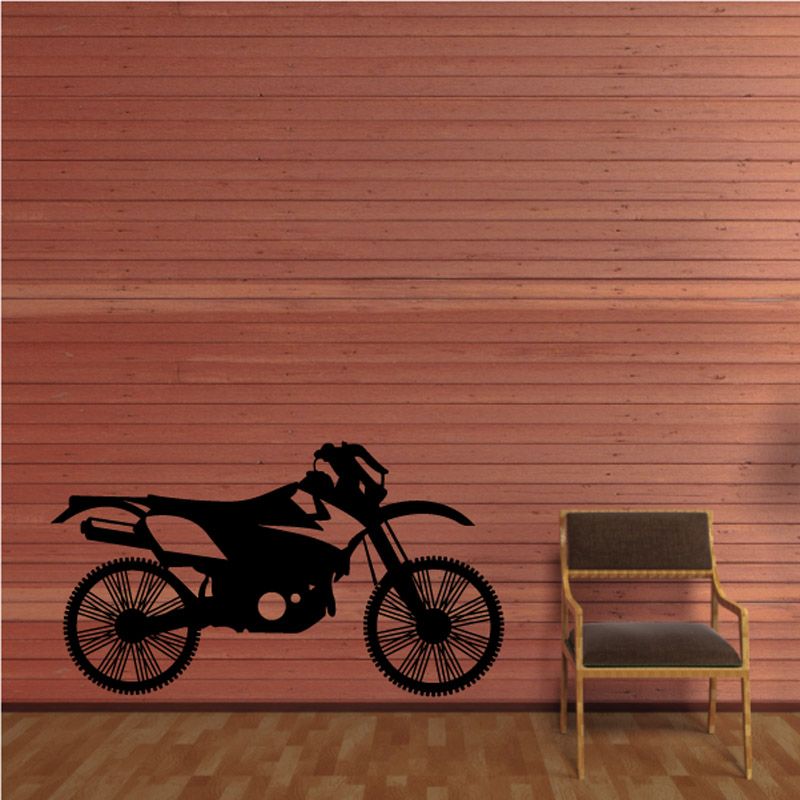 Dirt bike decal featuring black racing 4-stroke bike silhouette