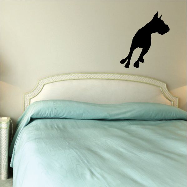 Boxer dog racing decal, black silhouette on light background