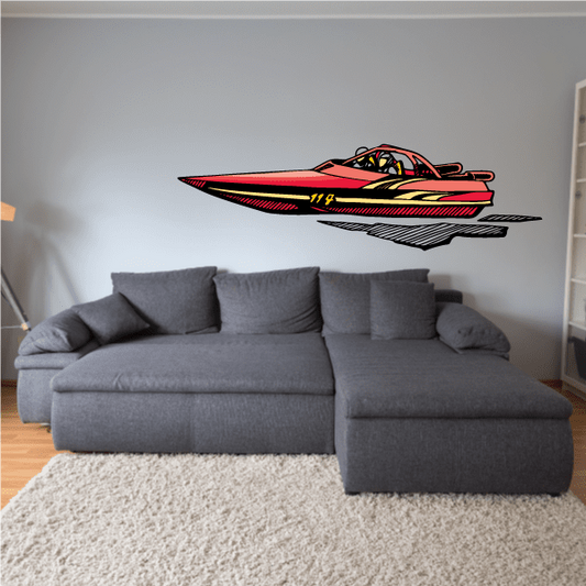 Image of Racing Speedboat Sticker