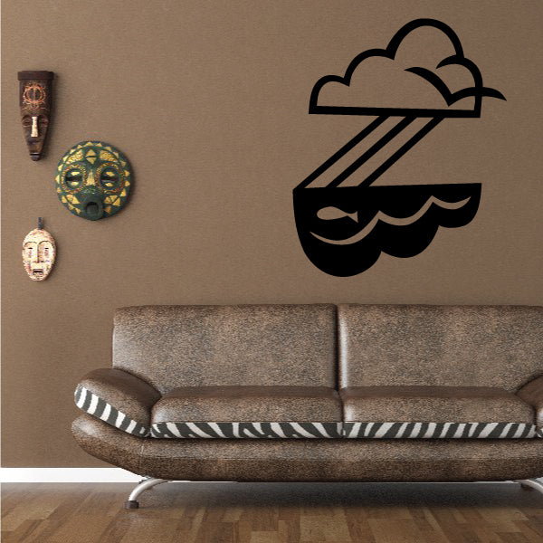 Rain cloud wall decal with striped rain lines