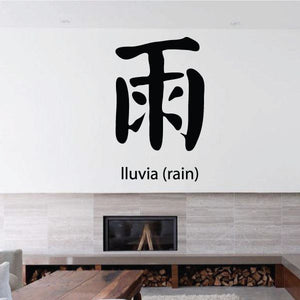 Black kanji decal with Iluvia (rain) text