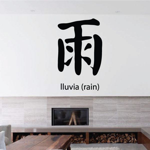 Black kanji decal with Iluvia (rain) text