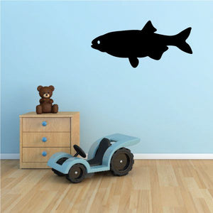 Trout paddling wall decal, dark fish silhouette