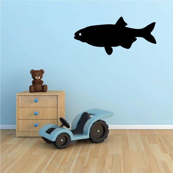 Trout paddling wall decal, dark fish silhouette