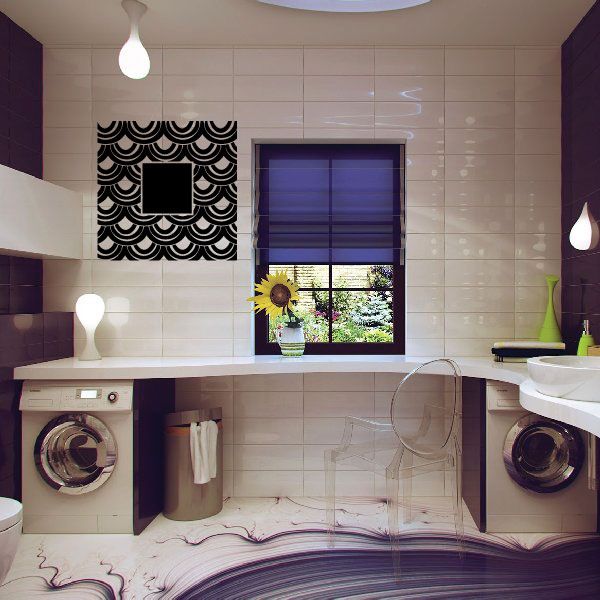Black and white scalloped arch wall decal vinyl pattern