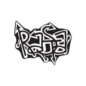 Graffiti decal in black and white with starburst tag design