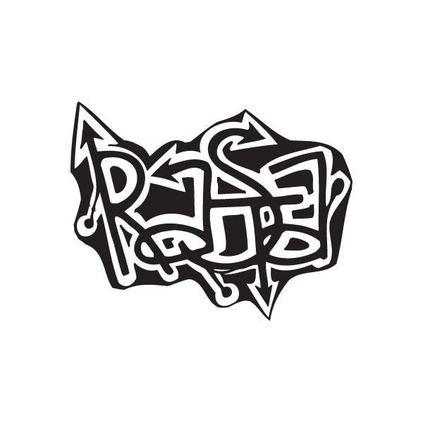 Graffiti decal in black and white with starburst tag design